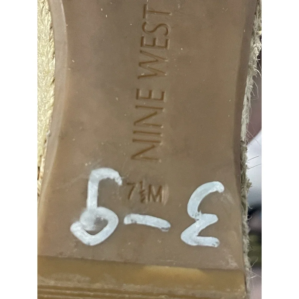 Nine West‎ Women's Espadrille Wedge Dress Sandals Brown Size:7.5 S-684